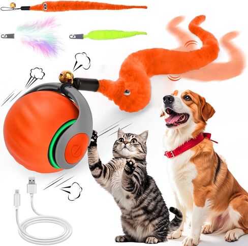 Mity rain Interactive Cat Ball Toy, Self Rolling Ball with Cover Anti-Scratch for Bored Indoor Cat Chasing, Obstacle Avoidance Smart Cat Toys for Enrichment, Motion Activated Toys to Keep Them Busy in Kuwait