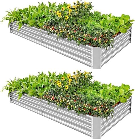 Land Guard 12×4×1ft Galvanized Raised Garden Bed Kit for Vegetables, Galvanized Super Large Metal Planter Raised Garden Boxes Outdoor(359 Gallon Capacity) in Kuwait
