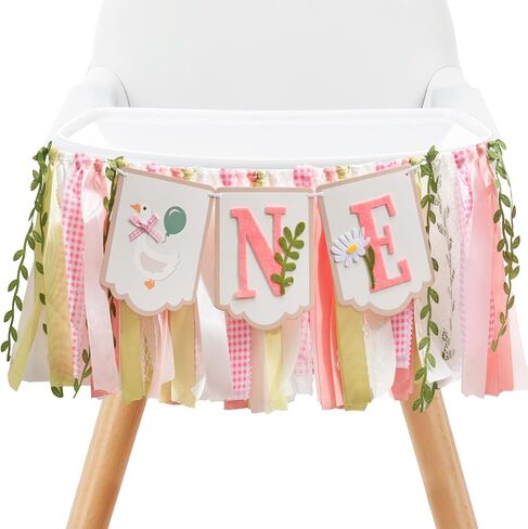 Wild Safari Jungle Highchair Banner for 1st Birthday Decorations - Dark Green Burlap Banner with Adjustable Twine, Cake Smash Photo Props, Woodland Theme Party Decor for Boys & Girls in Saudi Arabia
