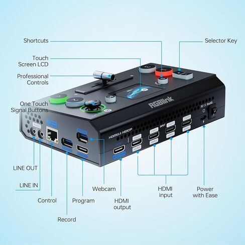 RGBlink Mini V3 Video Switcher with Customizable Features via TAO Cloud – 4K HDMI Switcher, 2.1" Touch Screen, Multi-Cam Live Streaming, Dual HDMI Output, Recording & PTZ Control in Kuwait