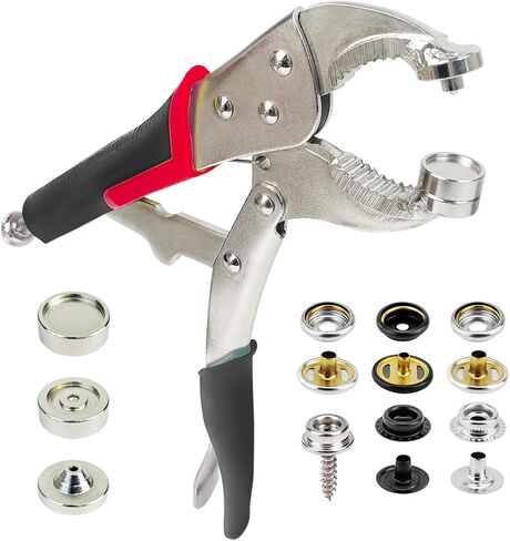snap Fastener Tool,Snap Tool for Boat Covers, Heavy Duty Snap Setter Pliers Canvas Snap Fasteners Kit Includes 40 Sets 15mm Stainless Snaps in Kuwait