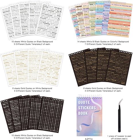 2500+ Pcs Word Stickers for Journaling, 50 Sheets Quote Sticker Gold Foil Art Scrapbook Stickers for Junk Journal, Scrapbooking Supplies for Bullet Journal Craft Small Talk Stickers for DIY Gift Card in Kuwait