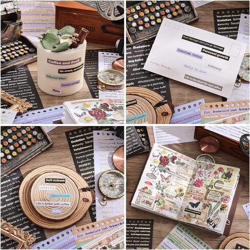 2500+ Pcs Word Stickers for Journaling, 50 Sheets Quote Sticker Gold Foil Art Scrapbook Stickers for Junk Journal, Scrapbooking Supplies for Bullet Journal Craft Small Talk Stickers for DIY Gift Card in Kuwait