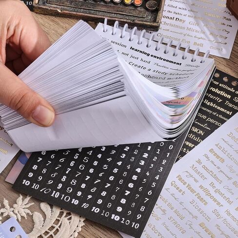 2500+ Pcs Word Stickers for Journaling, 50 Sheets Quote Sticker Gold Foil Art Scrapbook Stickers for Junk Journal, Scrapbooking Supplies for Bullet Journal Craft Small Talk Stickers for DIY Gift Card in Kuwait