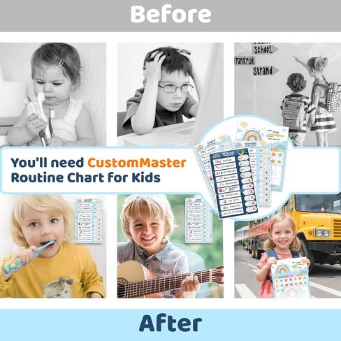 Upgraded Slider 3 in 1 Bedtime/Morning/Daily Routine Chart for Kids, Magnetic Chore Chart for Kids, Visual Schedule for Kids Toddlers Schedule Board for Home in Kuwait