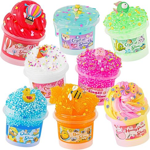 Pink Clear Bingsu Slime, Non-Sticky Glimmer Crunchy Slime, Slime Party Favors for Girls and Boys Ages 8-12, Slime Sensory Toys, Holiday Birthday Hallowmas Gift for Kids in Kuwait