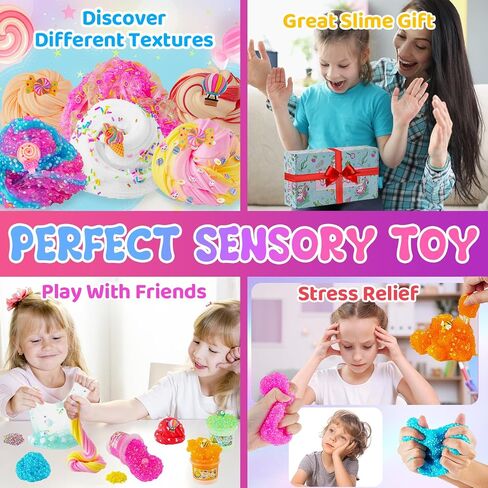 Pink Clear Bingsu Slime, Non-Sticky Glimmer Crunchy Slime, Slime Party Favors for Girls and Boys Ages 8-12, Slime Sensory Toys, Holiday Birthday Hallowmas Gift for Kids in Kuwait