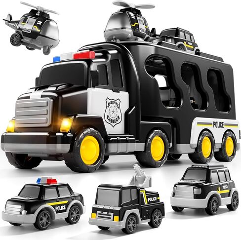 Bennol Toddler Trucks Toys for Boys Kids, 16.9-in Longer Transport Construction Truck with 6 Cars, Car Truck Toys with Lights & Sounds, Birthday Gift for 2 3 4 5 Years Old Boys and Girls in Kuwait