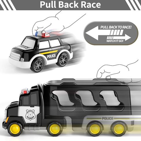 Bennol Toddler Trucks Toys for Boys Kids, 16.9-in Longer Transport Construction Truck with 6 Cars, Car Truck Toys with Lights & Sounds, Birthday Gift for 2 3 4 5 Years Old Boys and Girls in Kuwait