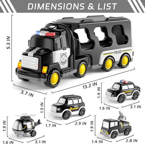 Bennol Toddler Trucks Toys for Boys Kids, 16.9-in Longer Transport Construction Truck with 6 Cars, Car Truck Toys with Lights & Sounds, Birthday Gift for 2 3 4 5 Years Old Boys and Girls in Kuwait