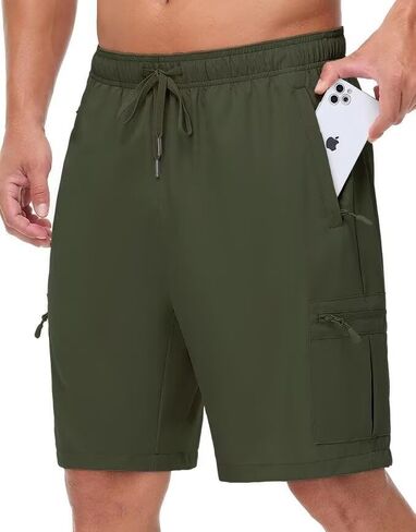 Men's Hiking Golf Cargo Shorts with 5 Zipper Pockets for Travelling Fishing Outdoor Activities in Kuwait