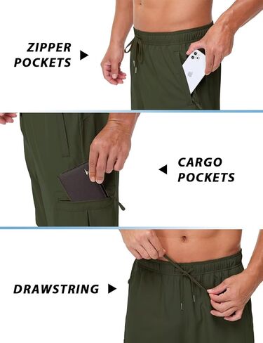 Men's Hiking Golf Cargo Shorts with 5 Zipper Pockets for Travelling Fishing Outdoor Activities in Kuwait