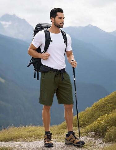 Men's Hiking Golf Cargo Shorts with 5 Zipper Pockets for Travelling Fishing Outdoor Activities in Kuwait