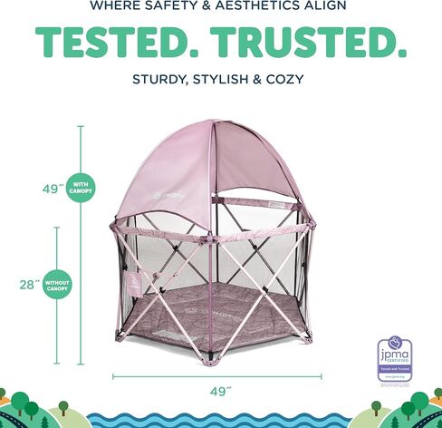 Baby Delight Go With Me Eclipse Mesh Portable Playard | Playpen | Sun Canopy | Indoor and Outdoor | Watercolor Stripe Base in Saudi Arabia