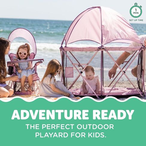 Baby Delight Go With Me Eclipse Mesh Portable Playard | Playpen | Sun Canopy | Indoor and Outdoor | Watercolor Stripe Base in Saudi Arabia