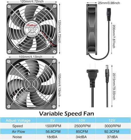 Wathai AC 110V 240V 120mm x 38mm Muffin Fan with Variable Speed Controller for Doorway, Room to Room, Wood Stove, Fireplace, Network Cabinet Circulation Cooling in Saudi Arabia