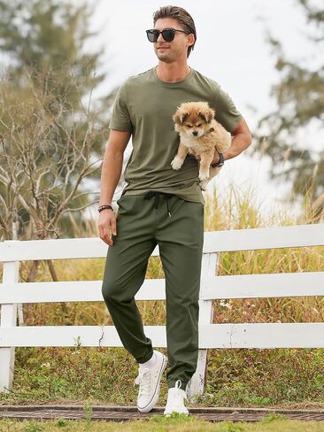 PLEPAN الرجال السراويل ركض عادية رباط قطن تشينو السراويل البضائع المشي لمسافات طويلة في الهواء الطلق حك المسار الركض Sweatpants in Kuwait