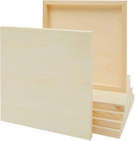 Bright Creations 6 Pack 10x10 Wood Panels for Painting, Unfinished Wood Canvas Boards, 0.83" Deep Cradle Artist Wall Canvases for Crafts in Kuwait