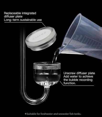 Acrylic CO2 Diffuser with Integrated Bubble Counter for Aquarium Plants (L) in Kuwait