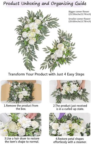 Faux Flowers Wedding Welcome Signs Floral(Pack of 2)，Wedding Arch Flowers for Wedding Decorations and Reception Backdrop Decoration (2PC Red) in Saudi Arabia