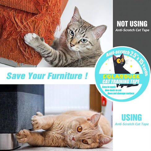 Anti Cat Scratch Tape: 6 inches x 20 Yards Cat Training Tape 100% Transparent Clear Double Sided Cat Scratch Deterrent Tape Furniture Protector for Couch, Carpet, Doors, Pet & Kid Safe in Saudi Arabia