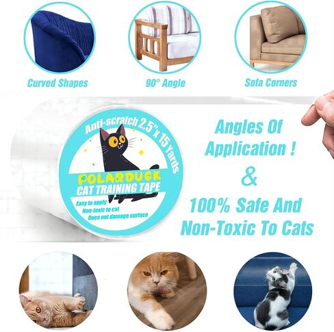 Anti Cat Scratch Tape: 6 inches x 20 Yards Cat Training Tape 100% Transparent Clear Double Sided Cat Scratch Deterrent Tape Furniture Protector for Couch, Carpet, Doors, Pet & Kid Safe in Saudi Arabia