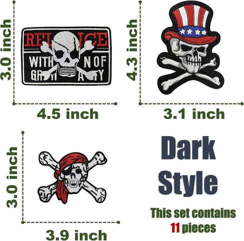 Dark Embroidered Applique Iron On Patches for Backpacks, Rock Band Patches for Jackets, Cool Sew Patch for Clothing, Jeans, Hats, DIY Accessories (Dark1 15 Pcs) in Kuwait