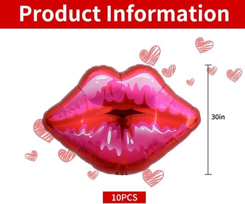 Pack of 5 Huge Red Lip Balloons Large Pink Lips Balloon Big Foil Lip Balloons for Makeup Themed Party Anniversary Decor Kiss Foil Balloons for Kiss The Miss Goodbye (30 Inch) in Saudi Arabia