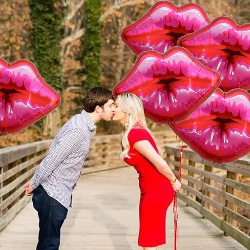 Pack of 5 Huge Red Lip Balloons Large Pink Lips Balloon Big Foil Lip Balloons for Makeup Themed Party Anniversary Decor Kiss Foil Balloons for Kiss The Miss Goodbye (30 Inch) in Saudi Arabia