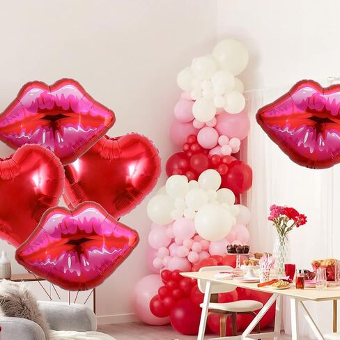 Pack of 5 Huge Red Lip Balloons Large Pink Lips Balloon Big Foil Lip Balloons for Makeup Themed Party Anniversary Decor Kiss Foil Balloons for Kiss The Miss Goodbye (30 Inch) in Saudi Arabia