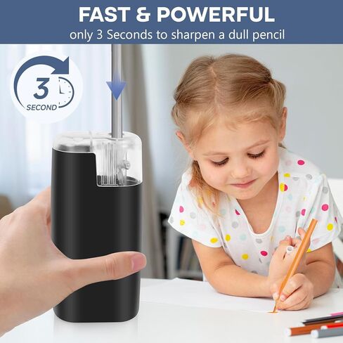Portable Battery-Powered Electric Pencil Sharpener – Compact Design for Easy Use at Home, School, or Office – Ideal for Standard Pencils (Blue) in Kuwait