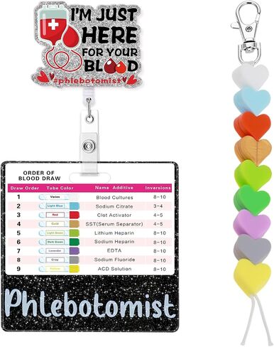 8 Pcs Phlebotomy Badge Reel Set Order of Draw Badge Card Beads,Phlebotomy Essentials Phlebotomist Badge Reel Accessories, Phlebotomy Practice Kit Lab Rn Badge Buddy Reel Nurse Supplies in Kuwait