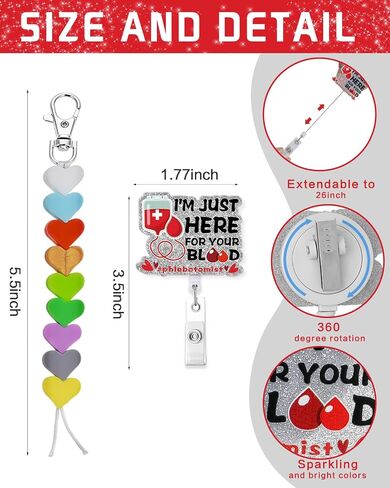 8 Pcs Phlebotomy Badge Reel Set Order of Draw Badge Card Beads,Phlebotomy Essentials Phlebotomist Badge Reel Accessories, Phlebotomy Practice Kit Lab Rn Badge Buddy Reel Nurse Supplies in Kuwait