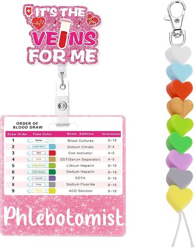 8 Pcs Phlebotomy Badge Reel Set Order of Draw Badge Card Beads,Phlebotomy Essentials Phlebotomist Badge Reel Accessories, Phlebotomy Practice Kit Lab Rn Badge Buddy Reel Nurse Supplies in Kuwait
