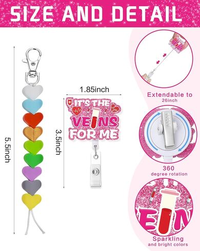 8 Pcs Phlebotomy Badge Reel Set Order of Draw Badge Card Beads,Phlebotomy Essentials Phlebotomist Badge Reel Accessories, Phlebotomy Practice Kit Lab Rn Badge Buddy Reel Nurse Supplies in Kuwait