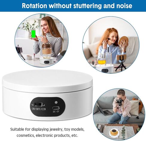 Turner Cup Rotating Display Stand for Epoxy Glitter Tumbler Display Turner 360 Degree Tumbler Spinner Display Automatic Spinning Rotating Platform Mute Photography Turntable for Art (Black,6 Pcs) in Kuwait