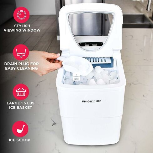 Frigidaire Portable Countertop EFIC108-WHITE Maker, Freestanding, 26LB ice per Day, WHITE in Saudi Arabia