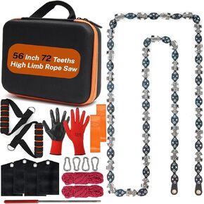 ZSGrowth 56 Inch High Limb Rope Saw with 72 Sharp Teeth Blades on Both Sides, Rope Chain Saw Kit, Rope Saw Tree Saw High, Hand Rope Chain Saw Includes Ergonomic Handles, Hand Straps and Storage Case