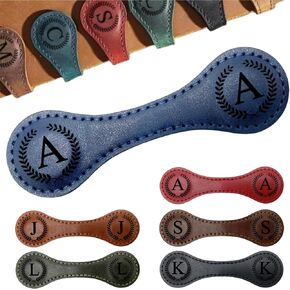 Personalized Magnetic Leather Bookmarks with Initial, 26 Letters Custom Handmade Magnet Book Marks Clips, Gifts for Reading Women, Kids, Book Lovers, Readers