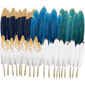 50pcs Craft Feathers，Feathers for Crafting，Feather，Gold Feathers，Plumas para decoraciones