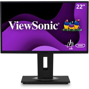 شاشة فيوسونيك VG2248 مقاس 22 بوصة IPS 1080 بكسل مريحة مع منفذ HDMI DisplayPort USB وإمالة 40 درجة للمنزل والمكتب، أسود، 19.6 × 14.7 × 8.0