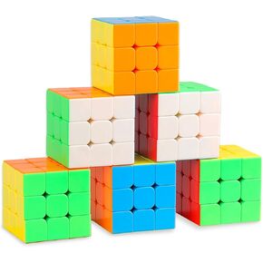 Ella Dream, 6 Pack Speed Cube Set, Stickerless Cube, Easy Smooth Turning Professional 3X3X3 Speed Cube, Party Favors, Puzzle Toys for Children, Adults, and All Ages