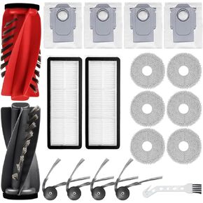 17Pack Roller Side Brush Mop Filter Dust Bags Accessories For Roborock S8 S8+ S8 Pro Ultra G20 Vacuum Cleaner Spare Parts (1 Brush, 6 Side Brushes, 4 Filters, 3 Mop Pads, 3 Dust Bags)
