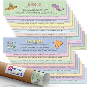 Spanish Language Latin American Country Labels for the Classroom, Non-Adhesive, Set of 18, 12 x 3 Inches