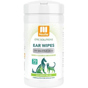 Nootie Dog & Cat Ear Wipes with Salycyclic Acid- Japanese Cherry Blossom - 70 Wipes - Vegan Friendly - Sold in Over 5000 Vet Clinics in Kuwait