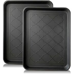 PetLike Boot Tray for Entryway Indoor, Pet Food Mat Tray, 16.7 x 12.8 inch 2 Packs, Waterproof Rubber Shoe Tray for Indoor and Outdoor, Multi-Purpose Tray for Boots, Shoes, Pets, Garden…