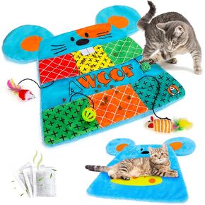 Cat Mat, Cute Soft Catnip Mat, Cat Activity Mat Machine Washable Catnip Toys Interactive Cat Toys for Indoor Cats (Mouse Shape)