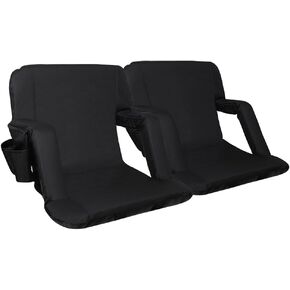 Stadium Seats with Back Support,Bleacher Seats with Armrests Up or Down,Folding Bleacher Seats,Stadium Chairs (2 Pack, Black)