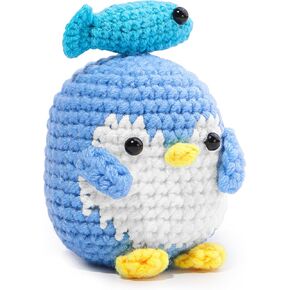 UOOU 2 Pack Crochet Kit, Penguin Crochet Kit for Beginners, Step-by-Step Video Tutorials, Complete Crochet Animal Kit, Knitting Kit for Beginner DIY Craft Art-Purple and Green