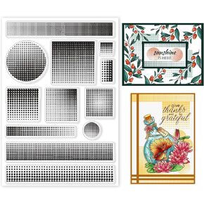 GLOBLELAND Circular Halftone Background Clear Stamps Circular Pattern Background Silicone Clear Stamp Seals Transparent Stamps for DIY Scrapbooking Cards Making Photo Album Journal